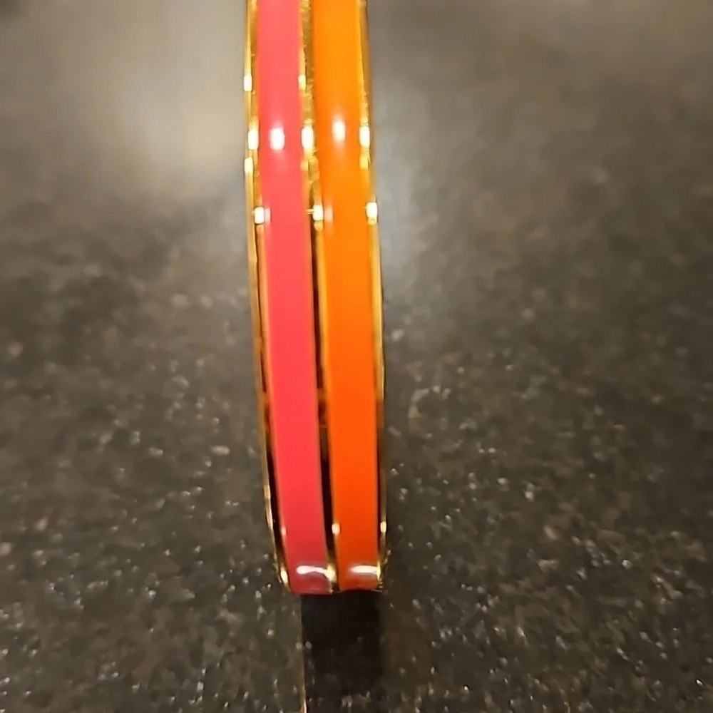 💕TRINA TURK💕 Enamel Bagle Bracelet ~ Orange and Pink Gold Plated One Size NWT